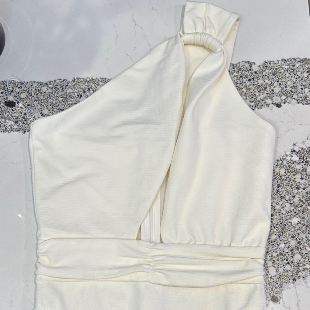 Atoir Cream Asymmetrical Wrap Top